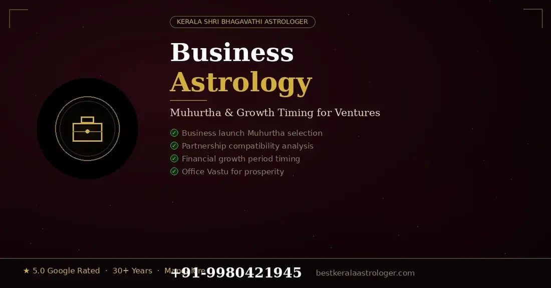Business Astrology by Kerala Shri Bhagavathi β Muhurtha selection and growth timing for ventures